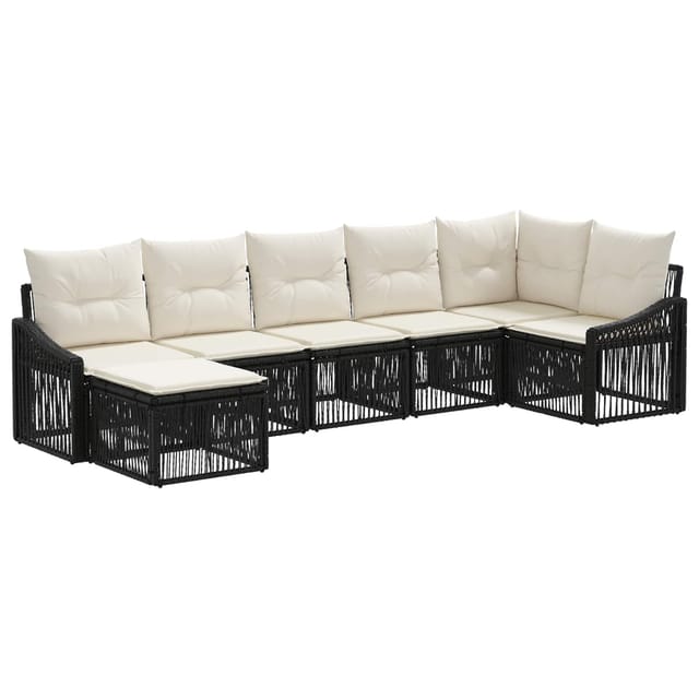vidaXL Gartensofa-Set 7-Tlg Schwarz Poly-Rattan 3436078