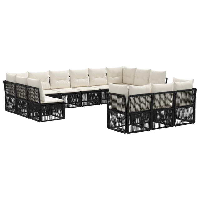 vidaXL Gartensofa-Set 13-Tlg Schwarz Poly-Rattan 3434404