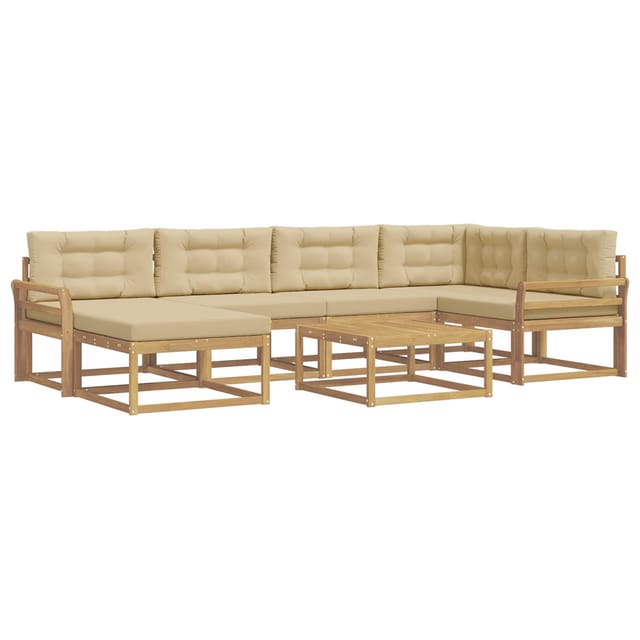 vidaXL Outdoor-Sofagarnitur 7 Stk Weiß und Beige 3386727