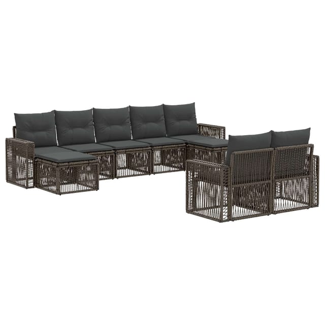 vidaXL Gartensofa-Set 9-Tlg Grau und Dunkelgrau Poly-Rattan 3435251