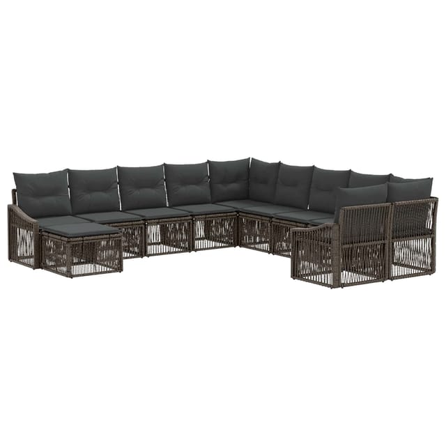 vidaXL Gartensofa-Set 11-Tlg Grau Poly-Rattan 3436205