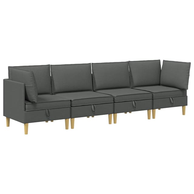 vidaXL Wohnzimmergarnitur mit Kissen 4 Stk Dunkelgrau Stoff 3413679