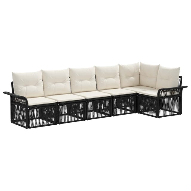 vidaXL Gartensofa-Set 6-Tlg Schwarz Poly-Rattan 3434833