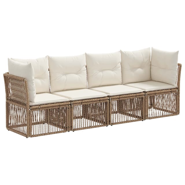 vidaXL Gartensofa-Set 4-Tlg Beige Poly-Rattan 3434130