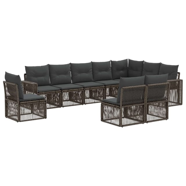 vidaXL Gartensofa-Set 10-Tlg Grau und Dunkelgrau Poly-Rattan 3435152