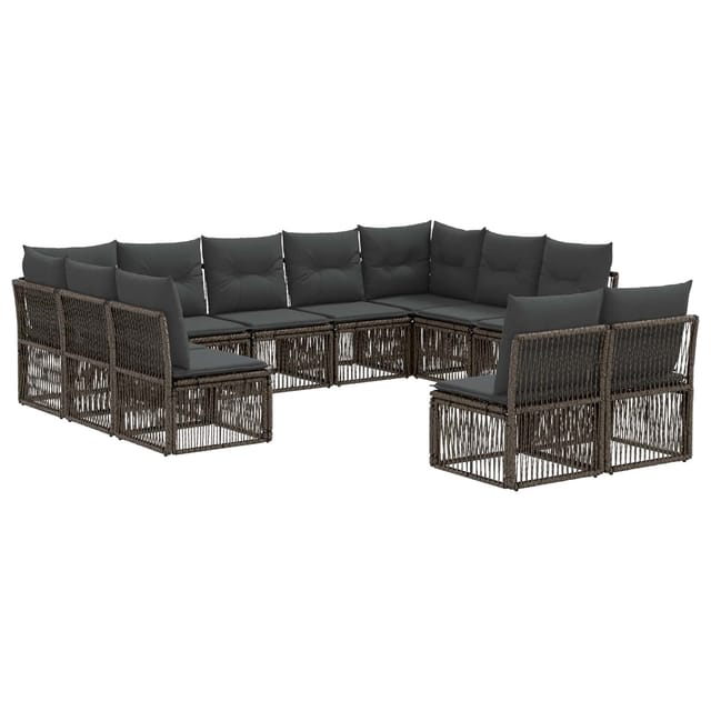 vidaXL Gartensofa-Set 11-Tlg Grau Poly-Rattan 3434375