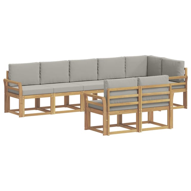 vidaXL Outdoor-Sofagarnitur mit Kissen 8-Tlg Weiß und Hellgrau 3387805