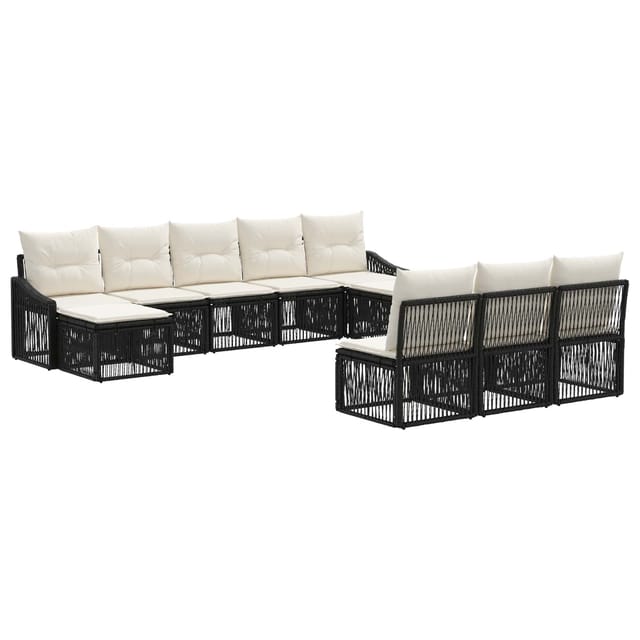vidaXL Gartensofa-Set 10-Tlg Schwarz Poly-Rattan 3436126