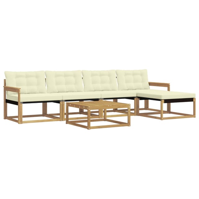 vidaXL Outdoor-Sofagarnitur 6-Tlg Weiß und Creme 3388604