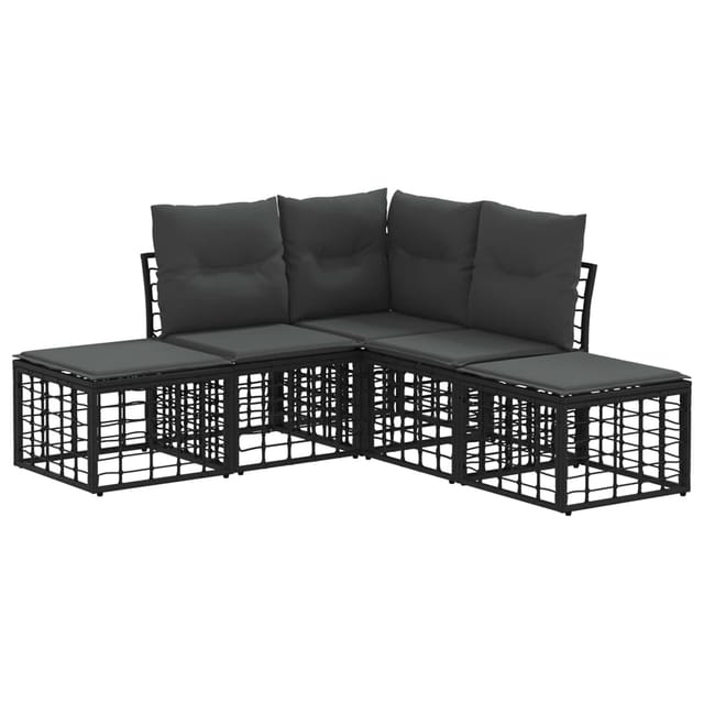 vidaXL Outdoor-Sofagarnitur Schwarz Polyester 3437477