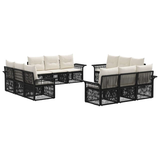 vidaXL Gartensofa-Set 12-Tlg Schwarz Poly-Rattan 3434779