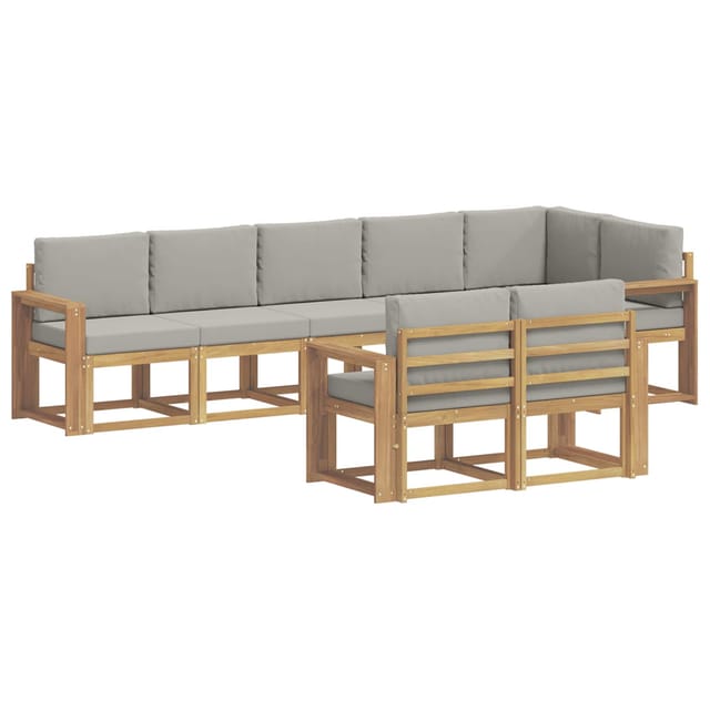 vidaXL Outdoor-Sofagarnitur mit Kissen 8-Tlg Weiß und Hellgrau 3387810