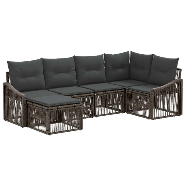 vidaXL Gartensofa-Set 6-Tlg Grau Poly-Rattan 3436073