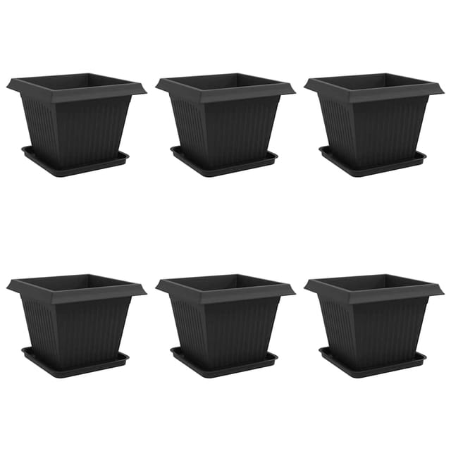 vidaXL Blumentöpfe 6 Stk Schwarz 43 x 43 x 33,5 cm Kunststoff 3403303