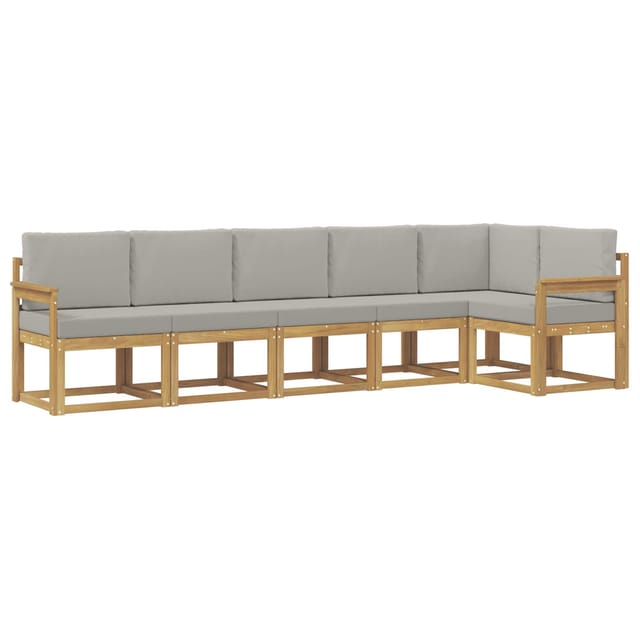 vidaXL Outdoor-Sofagarnitur mit Kissen 6-Tlg Weiß und Hellgrau 3387690