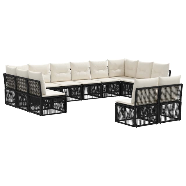 vidaXL Gartensofa-Set 12-Tlg Schwarz Poly-Rattan 3434380