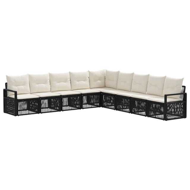 vidaXL Gartensofa-Set 9-Tlg Schwarz Poly-Rattan 3435733