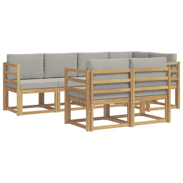 vidaXL Outdoor-Sofagarnitur mit Kissen 7-Tlg Weiß und Hellgrau 3387755