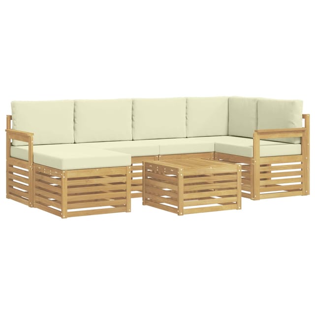 vidaXL Outdoor-Sofagarnitur 7-Tlg Weiß und Creme Polyester 3392140