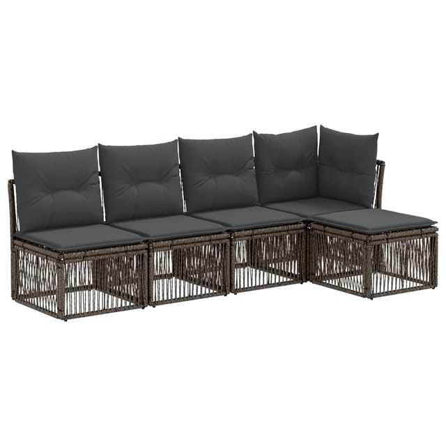 vidaXL Gartensofa-Set 5-Tlg Grau Poly-Rattan 3434192
