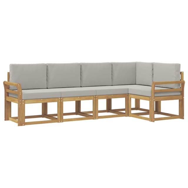 vidaXL Outdoor-Sofagarnitur mit Kissen 5-Tlg Weiß und Hellgrau 3387630