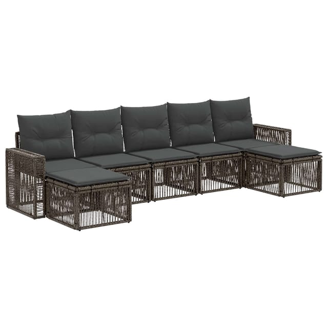 vidaXL Gartensofa-Set 7-Tlg Grau und Dunkelgrau Poly-Rattan 3435209