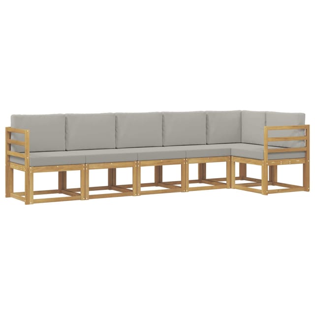 vidaXL Outdoor-Sofagarnitur mit Kissen 6-Tlg Weiß und Hellgrau 3387685