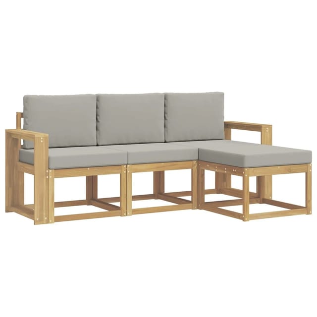 vidaXL Outdoor-Sofagarnitur 4-Tlg Weiß und Hellgrau 3387460