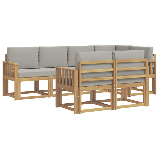 vidaXL Outdoor-Sofagarnitur mit Kissen 7-Tlg Weiß und Hellgrau 3387765