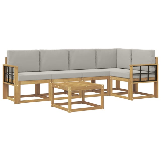 vidaXL Outdoor-Sofagarnitur 6-Tlg Weiß und Hellgrau 3387675