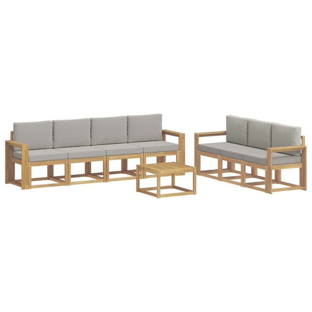 vidaXL Outdoor-Sofagarnitur 8-Tlg Weiß und Hellgrau 59 x 59 x 37 cm 3387355