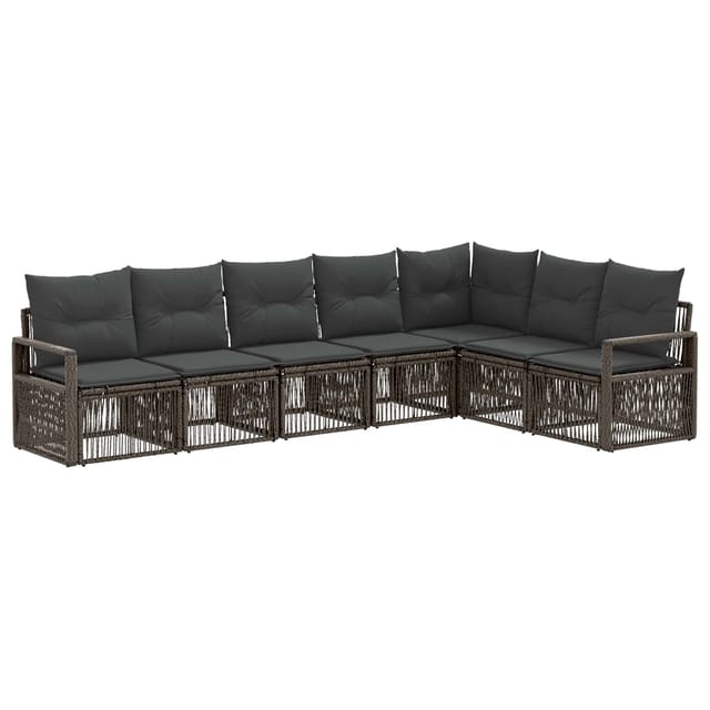 vidaXL Gartensofa-Set 7-Tlg Grau Poly-Rattan 3435722