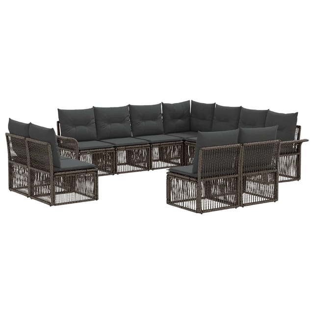 vidaXL Gartensofa-Set 11-Tlg Grau Poly-Rattan 3434864
