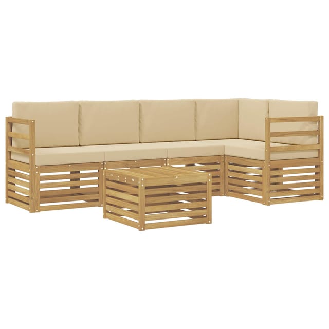 vidaXL Outdoor-Sofagarnitur 6 Stk Weiß und Beige 59 x 59 x 37 cm 3391858