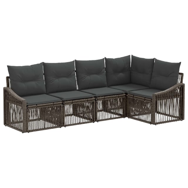 vidaXL Gartensofa-Set 5-Tlg Grau Poly-Rattan 3436004