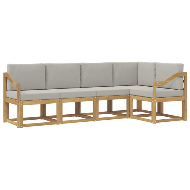 vidaXL Outdoor-Sofagarnitur mit Kissen 5-Tlg Weiß und Hellgrau 3387645