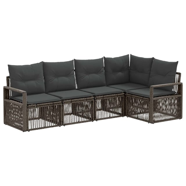 vidaXL Gartensofa-Set 5-Tlg Grau Poly-Rattan 3435710