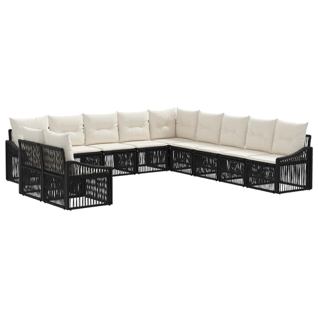 vidaXL Gartensofa-Set 11-Tlg Schwarz Poly-Rattan 3436057