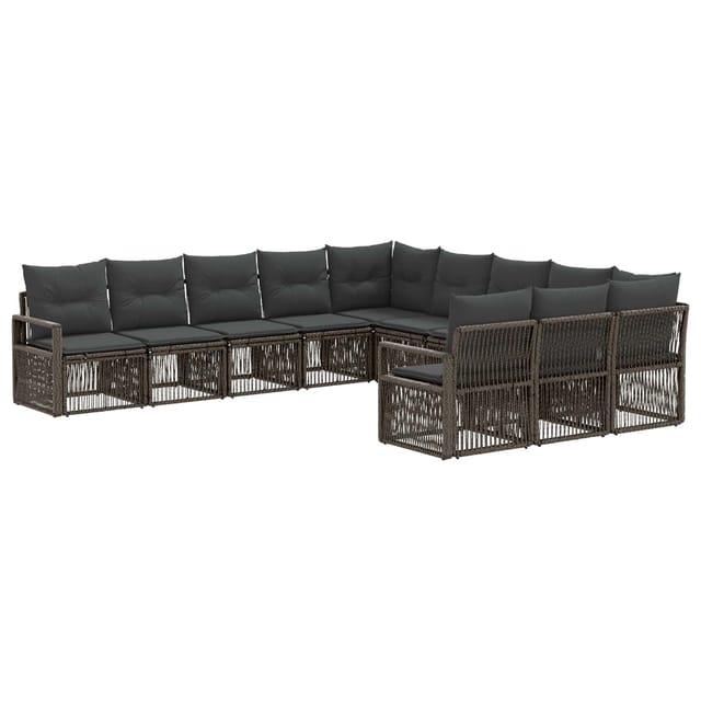 vidaXL Gartensofa-Set 11-Tlg Grau Poly-Rattan 3435851
