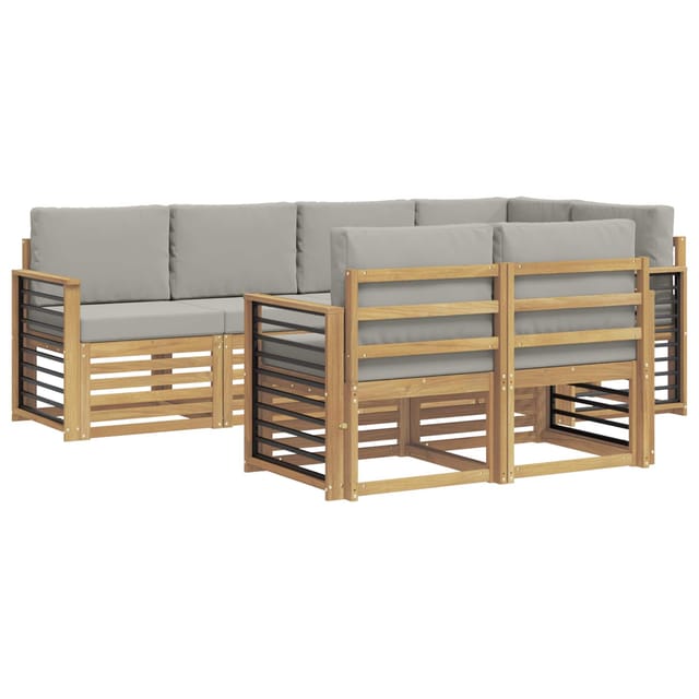 vidaXL Outdoor-Sofagarnitur 7 Stk Weiß und Hellgrau 3392006