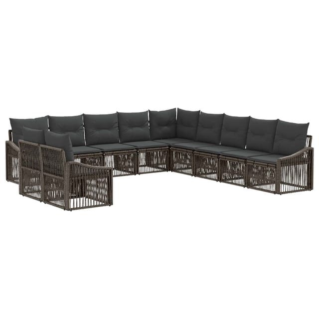 vidaXL Gartensofa-Set 11-Tlg Grau Poly-Rattan 3436058