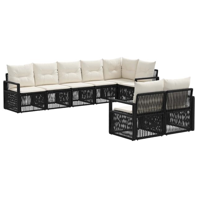 vidaXL Gartensofa-Set 8-Tlg Schwarz Poly-Rattan 3435772