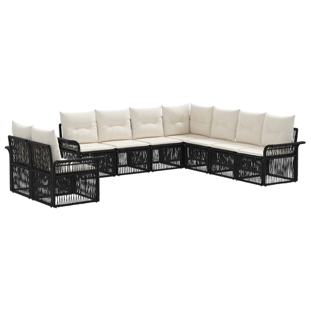 vidaXL Gartensofa-Set 9-Tlg Schwarz Poly-Rattan 3434869
