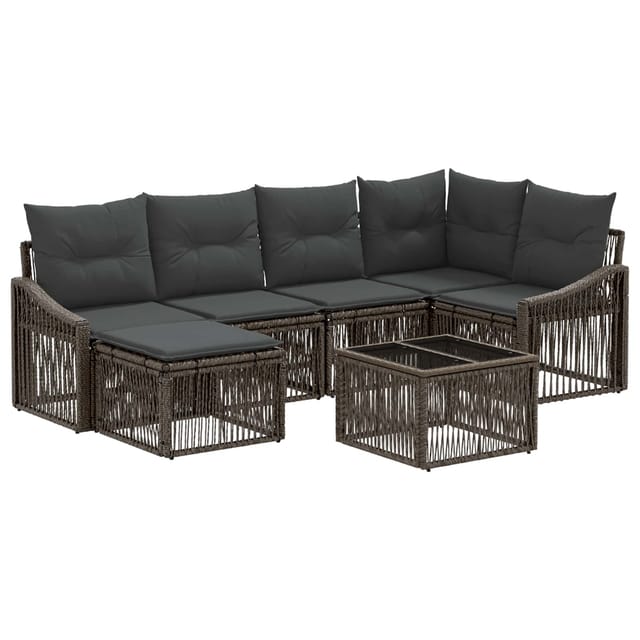 vidaXL Gartensofa-set 7 Stk Grau Poly-Rattan 3436076