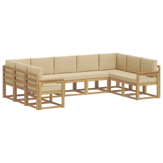 vidaXL Outdoor-Sofagarnitur mit Kissen 9-Tlg Weiß und Beige 3388212