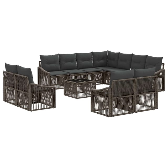 vidaXL Gartensofa-set 12 Stk Grau Poly-Rattan 3436178