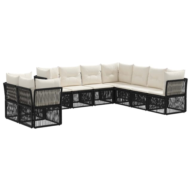 vidaXL Gartensofa-Set 9-Tlg Schwarz Poly-Rattan 3434263