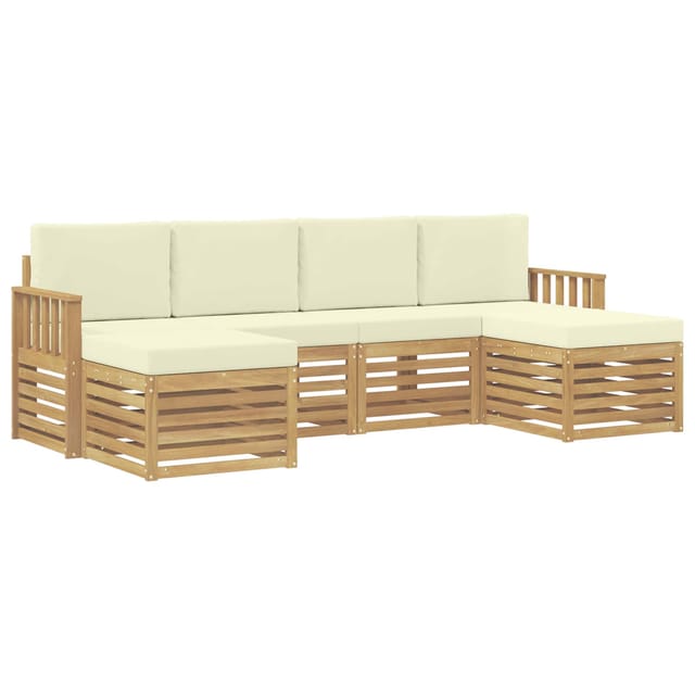 vidaXL Outdoor-Sofagarnitur 6-Tlg Weiß und Creme 249 x 122,5 x 73 cm 3392265
