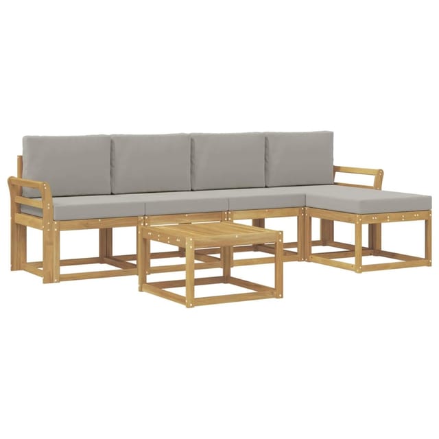 vidaXL Outdoor-Sofagarnitur 6-Tlg Weiß und Hellgrau 59 x 59 x 37 cm 3387525