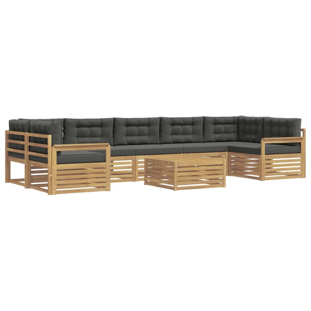 vidaXL Outdoor-Sofagarnitur 8 Stk Weiß und Anthrazit Massivholz Akazie 3390192